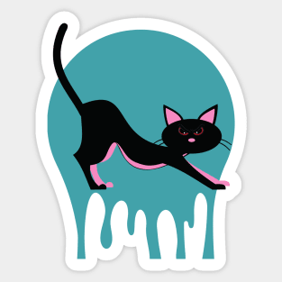 Black Cat with Pink ears Sticker